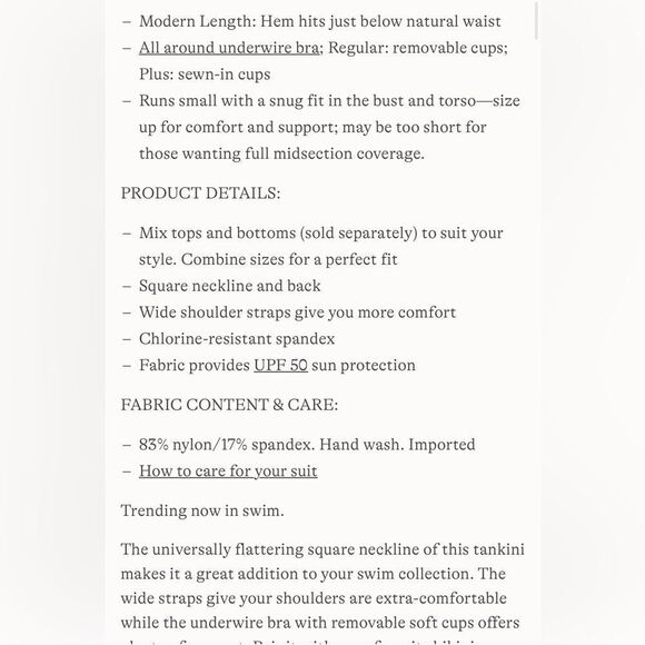 Land's End Plus Size Square Neck Wide back straps tankini top black Various size - Picture 7 of 7